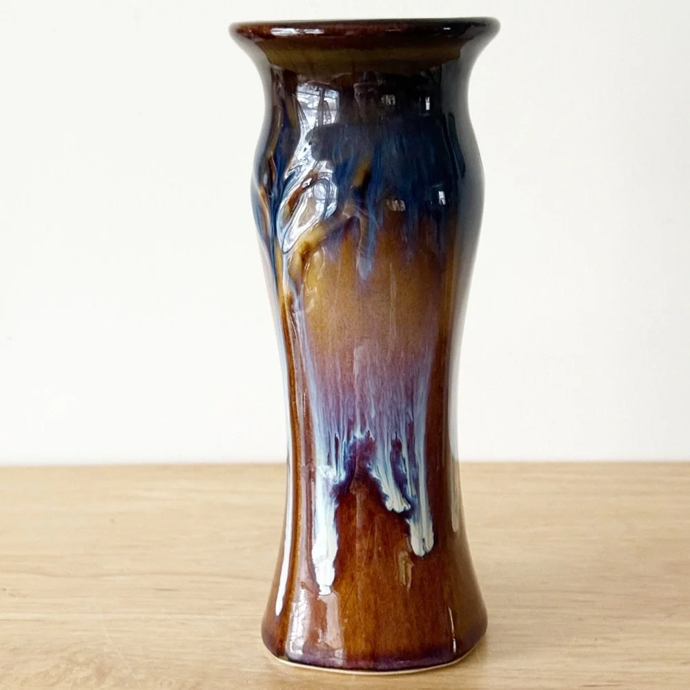Bill Campbell Studio Pottery 7.5” Inch Vase Signed Drip Glaze Artisan Wabi Sabi - Picture 5 of 15